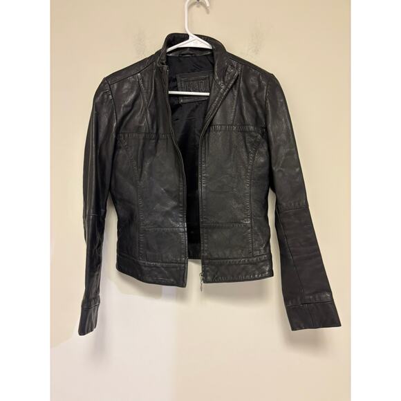 K & Q Black Faux Leather Jacket Women’s Size Small - Picture 1 of 4